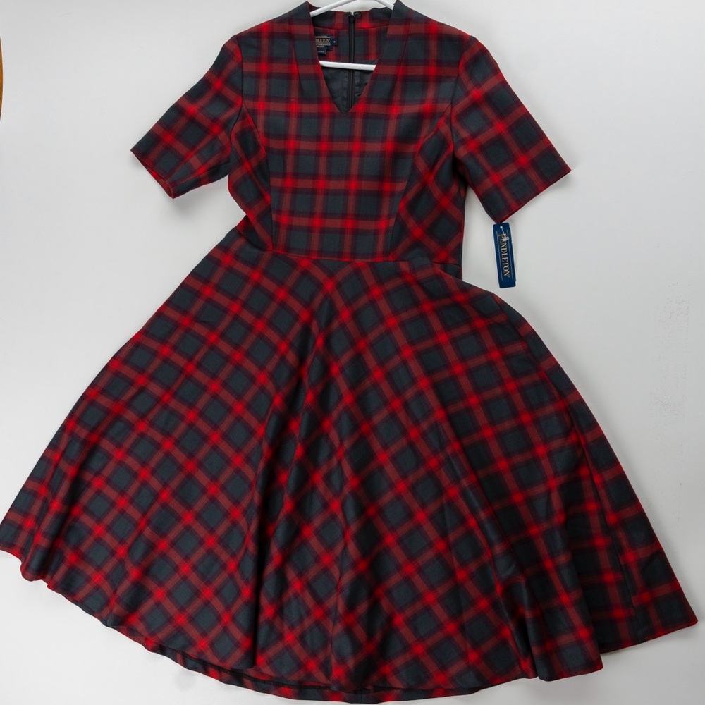 NWT Pendleton Virgin Wool Plaid Midi Audrey Dress Academia size 8